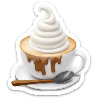 Coffee with whip cream and the cup a knitted material sticker