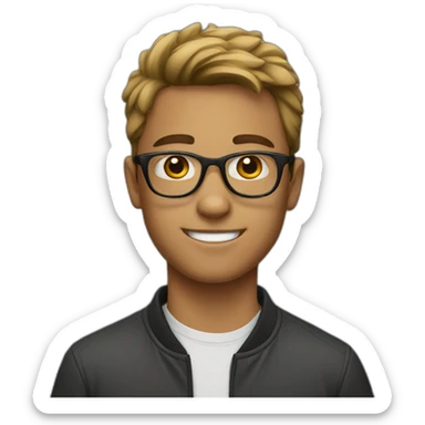 young guy with glasses sticker