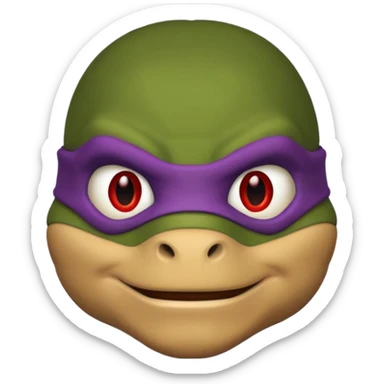 Donatello from Teenage Mutant Ninja Turtles, emoji style, head only, with a red hacking interface on the screen sticker