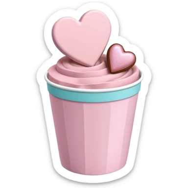 Two glossy square milk chocolate pralines placed diagonally, each in a white ridged paper cup, topped with a soft pastel pink heart icing with subtle sugar sparkle.
Cute minimal emoji-style, realistic and polished, clean studio lighting, pure white background, smooth 3D render, high resolution. sticker
