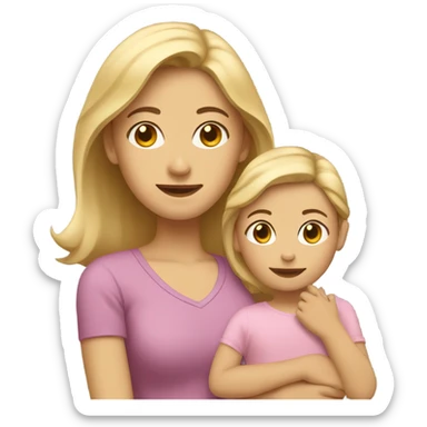 Blonde mom with 2 kids one brown haired girl and one baby sticker