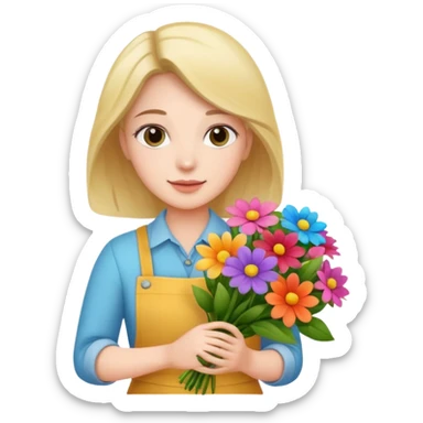 a beautiful bouquet of flowers in the hands of a florist sticker