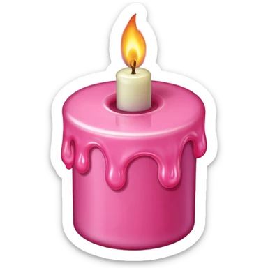 A drawing of a flaming pink candle that could be used at a romantic dinner table. The camera should be isometric at a 75-degree angle. sticker