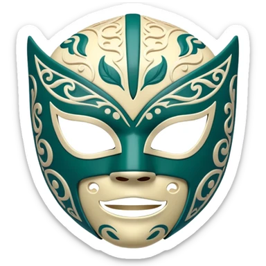 forest green, cream, and Carolina blue luchador mask sticker