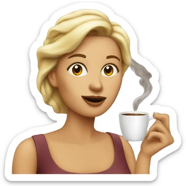 woman smoking cigarette and drinking coffee sticker