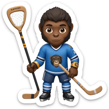 A panther with a gorilla with a hockey player sticker