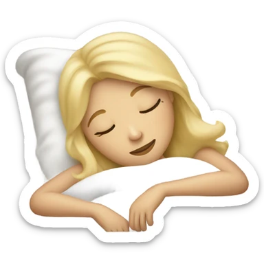 Blonde girl asleep in a bed sticker