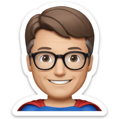 Make me a superman emoji with black glasses, light brown hair and slightly graying sticker