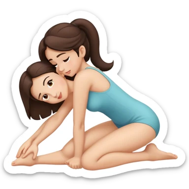 brunette intimate sfw cute pose bending arched curved IN back on hands and knees sticker