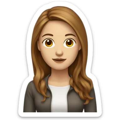 Copywriter white woman with brown shoulder long hair sticker