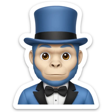 A gorilla tag guy from gorilla tag that’s blue and has the top hat sticker