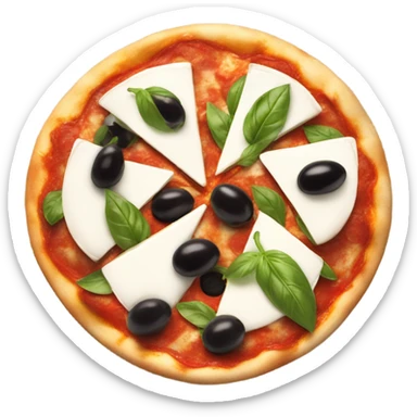 pizza with buffalo mozzarella, basil leaves and  black olives  sticker