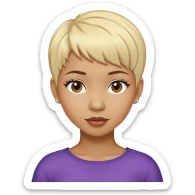 African-American female, with very short blonde pixie hair with bang to the side sticker