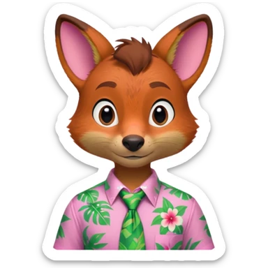 Nick Wilde with a pink Hawaii shirt and green Hawaii tie from the Zootopia Disney movie sticker