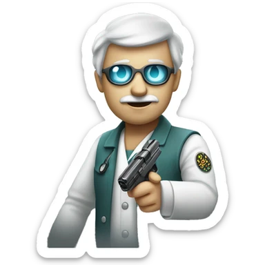 Medecin noir avec un pistolet laser dans les mains sticker