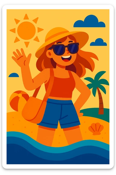 summer girl sticker