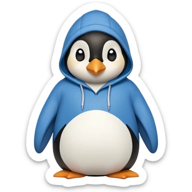 friendly anthropomorphised penguin in a hoodie and jeans relaxed pose with arms folded sticker