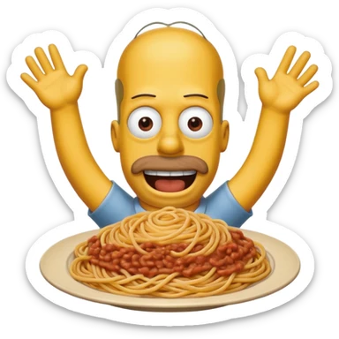 Homer Simpson spaghetti face  sticker