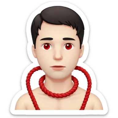 A man suffocating himself with a rope around his throat tight sticker