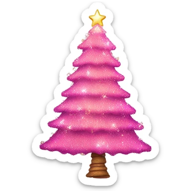 pink christmas tree with sparkles sticker
