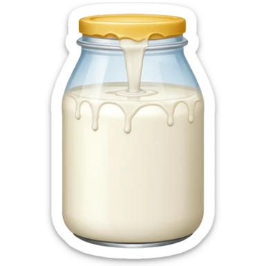 a jar of milk but the top is sticky and its dripping but theres no lit, and also no straw, I WANT IT TO BE VERY VERY MESSY sticker