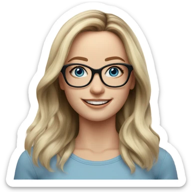 Shoulder length Balayage pale Realistic woman with glasses and blue eyes happy  sticker