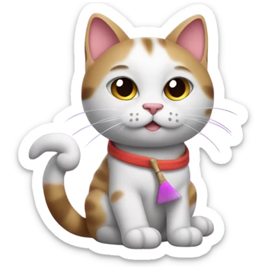 A cute cat who draws with a brush sticker