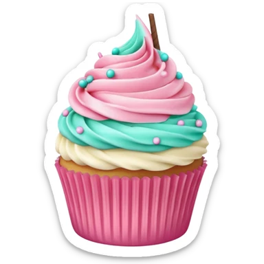 pink and aqua green cupcake  sticker