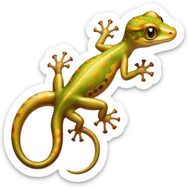 cinematic-gecko-realistic-full-body-climbing-emoji,-tiny-agile-frame-sticking-to-a-glass-surface-with-specialized-toes,-smooth-speckled-skin-in-rich-earthy-tones,-large-glistening-eyes-wide-and-watchful,-delicate-curved-tail-balancing sticker