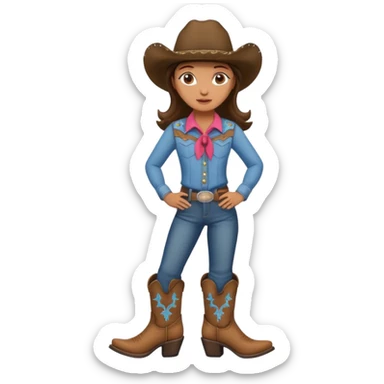 Girl line dancing in cowboy boots and hat sticker