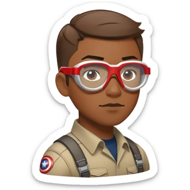 sam wilson with short hair, side-whiskers, and wear red-white safety glasses from  from captain america: civil war sticker