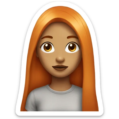 girl orange straight long hair big lips some freckles sticker