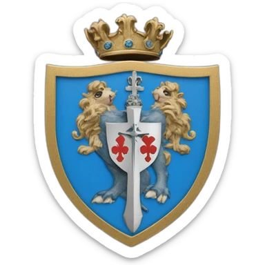 Coats of arms blue with horseshoe argent, heels to base, surmounted of a cross sticker