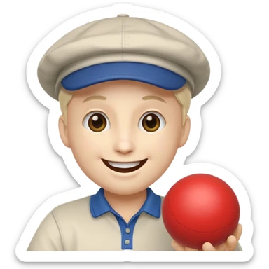 emoji joyeux avec une casquette qui joue avec une boule de pétanque sticker