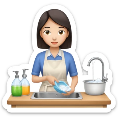 aisan Woman washing dishes sticker