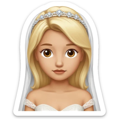 Blonde girl with light brown skin in wedding dress sticker