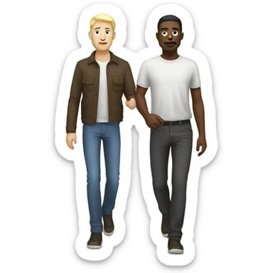 white skin man walking with his friend  sticker