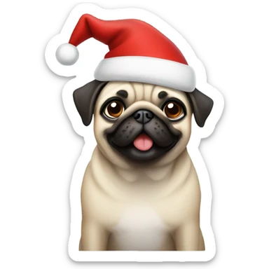 Pug in Santa hat  sticker