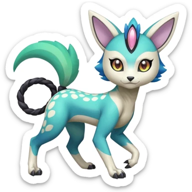 Colorful Exotic Randomly-colored Cartoon Anime Meloetta-WereGarurumon-Trico-Pokémon-Fakémon-fusion-hybrid-creature sticker