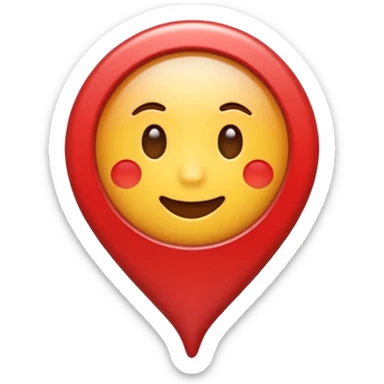 Emoji of a location pin, iPhone emoji style. Flat design, smooth gradients, rounded edges, soft shadows, clean look, white background sticker