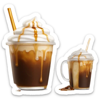 iced coffee with foam and caramel syrup on top sticker