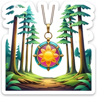 Abstract solarpunk amulett matte glass colorful clearing - an open space in a forest, light, spacious, minimal. sticker