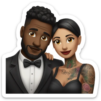 Romantic movie theater date for beautiful tattooed couple sticker