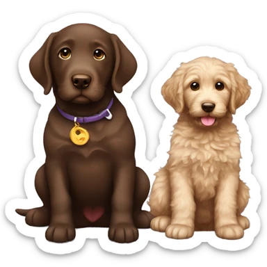 chocolate lab puppy with goldendoodle sticker