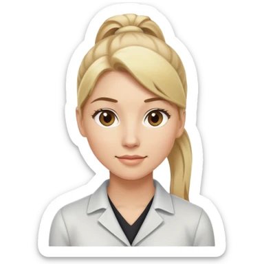 Professional woman with blonde hair in a ponytail and light brown eyes sticker