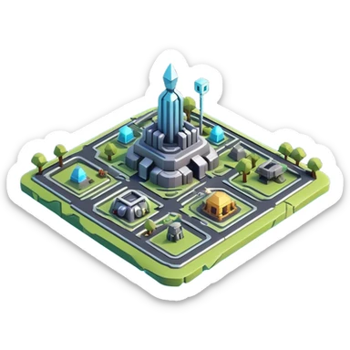 Clash of Clans aesthetic: Cinematic Playful 3D Isometric Holographic Map Emoji, rendered in a 3D vector-style similar to standard emojis with minimal shading and bold, simplified shapes. A compact, distinct form with signature details, softly glowing with a futuristic sci-fi warfare charm. Simplified yet unmistakably iconic, highly detailed and consistent, glowing with a soft radiance and high shine. Stylized with a touch of high-tech brilliance and a soft glowing outline, capturing the essence of a beloved gaming relic with a friendly, playful manner! sticker