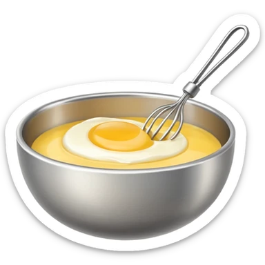 beaten egg in a bowl, There is a whisk inside the bowl. sticker