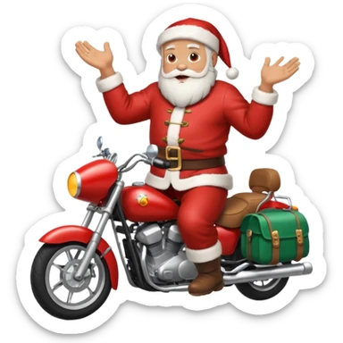 Put a jacket shirtless Santa on a motorcycle  sticker