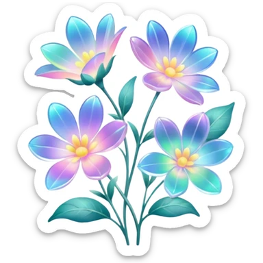 Pastel iridescent transparent luminescent aesthetic flowers sticker