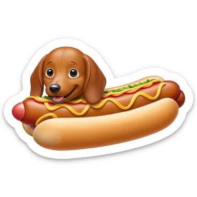 A weenie dog in a hot dog costume sticker
